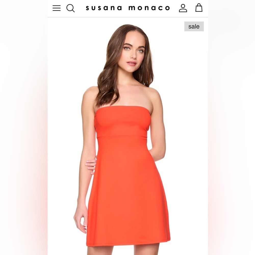 2 Susana Monaco tube flare dress red/orange and Grey